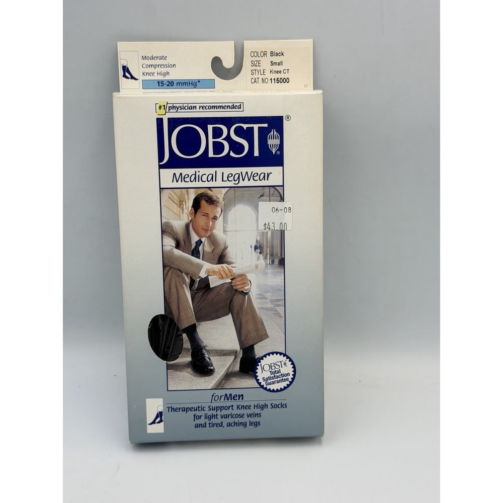 JOBST for Men Knee High Compression Socks Small Black 15-20 mmHg Medical NIP